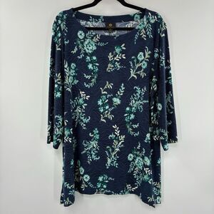 3For$20 JM Collection Floral Navy Blue Women's Blouse size XL